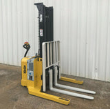 2009 YALE MSW040SFN24TV087 4000 LB ELECTRIC FORKLIFT WALKIE STACKER CUSHION 87/130" 2 STAGE MAST SIDE SHIFTER 3649 HOURS STOCK # BF964269-ARB - United Lift Equipment LLC